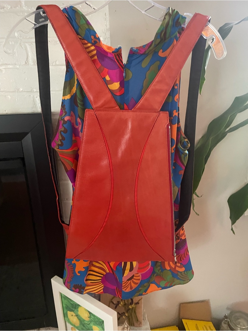 Red Leather backpack PLY - Picture 2 of 11